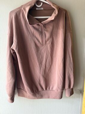 Half-Zip Dusty Rose Lounge Set - Pinspark